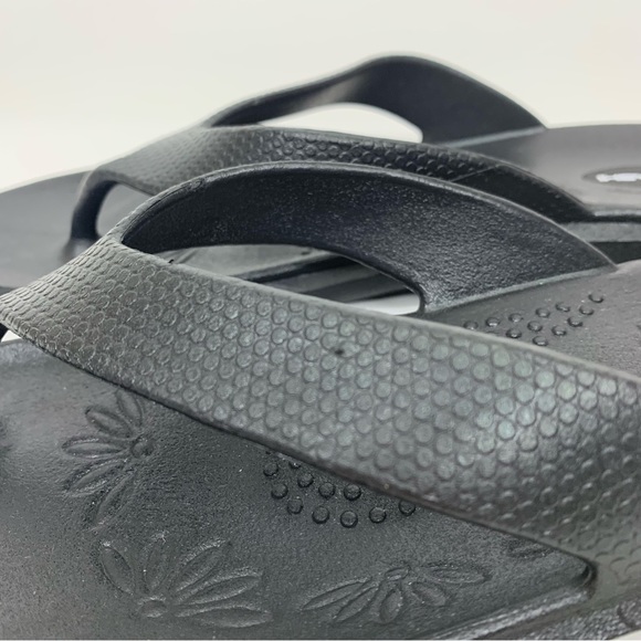 Okabashi Splash Solid Black Comfort Flip Flops Sandals Elevated Heel Size M/L - Picture 9 of 15